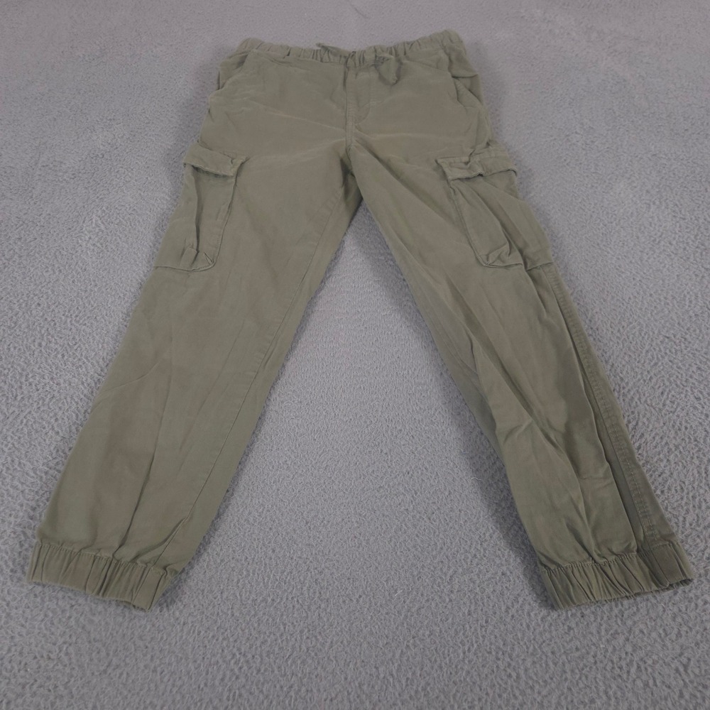 Zara Pants‎ Mens M Green Jogger Cargo Cotton Blend Elastic Waist Utility Tapered
